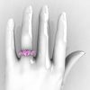 Nature Classic 10K White Gold 2.0 Ct Heart Light Pink Sapphire Three Stone Floral Engagement Ring Wedding Ring R434-10KWGLPS-4