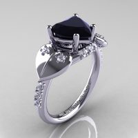Classic Hearts 14K White Gold 2.0 Ct Black and White Diamond Engagement Ring Y445-14KWGDBD-1