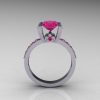 Classic French 14K White Gold 1.0 Ct Princess Pink Sapphire Engagement Ring AR125-14KWGPS-2