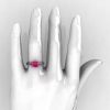 Classic French 14K White Gold 1.0 Ct Princess Pink Sapphire Engagement Ring AR125-14KWGPS-5