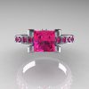 Classic French 14K White Gold 1.0 Ct Princess Pink Sapphire Engagement Ring AR125-14KWGPS-4