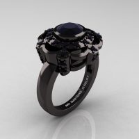 Art Masters Classic 14K Black Gold 1.0 Carat Black Diamond Engagement Ring R70M-14KBGBD-1