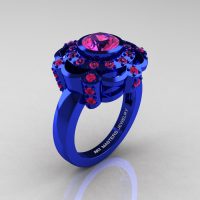 Art Masters Classic 14K Blue Gold 1.0 Carat Pink Sapphire Engagement Ring R70M-14KBLGPS-1