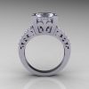 French Vintage 14K White Gold 3.8 Carat Princess Cubic Zirconia Diamond Solitaire Ring R222-WGDCZ-2