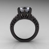 French Vintage 14K Black Gold 3.8 Carat Princess Cubic Zirconia Diamond Solitaire Ring R222-BGDCZ-2