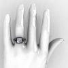 French Vintage 14K Black Gold 3.8 Carat Princess Cubic Zirconia Diamond Solitaire Ring R222-BGDCZ-4