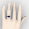 Classic Victorian 14K White Gold 1.0 Ct Blue Sapphire Solitaire Engagement Ring R506-14KWGBS-4