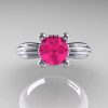 Classic Victorian 14K White Gold 1.0 Ct Pink Sapphire Solitaire Engagement Ring R506-14KWGPS-3