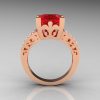 French Vintage 14K Rose Gold 3.8 Carat Princess Ruby Diamond Solitaire Ring R222-RGDR-2