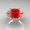 French Vintage 14K Rose Gold 3.8 Carat Princess Ruby Diamond Solitaire Ring R222-RGDR-3