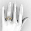 French Vintage 14K Yellow Gold Princess Cubic Zirconia Diamond Solitaire Ring R222-YGDCZ-4