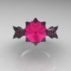 Modern Vintage 14K Gray Gold 3.0 Carat Pink Sapphire Solitaire Engagement Ring R253-14KGGPS-3