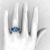 Modern Vintage 14K Gray Gold 3.0 Carat Light Aquamarine Solitaire and Wedding Ring Bridal Set R102S-14KGGAQ-5