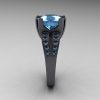 Modern Vintage 14K Gray Gold 3.0 Carat Light Aquamarine Solitaire and Wedding Ring Bridal Set R102S-14KGGAQ-4