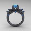 Classic Angel 14K Gray Gold 1.0 Carat Blue Topaz Solitaire Engagement Ring R482-14KGGBT-2