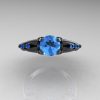Classic Angel 14K Gray Gold 1.0 Carat Blue Topaz Solitaire Engagement Ring R482-14KGGBT-3