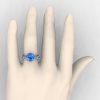 Modern Vintage 14K White Gold 3.0 Ct Aquamarine Diamond Solitaire Engagement Ring R253-14KWGDAQ-4