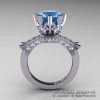 Modern Vintage 14K White Gold 3.0 Ct Aquamarine Diamond Solitaire Engagement Ring R253-14KWGDAQ-2