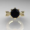 Modern Vintage 14K Yellow Gold 3.0 Ct Black and White Diamond Solitaire Engagement Ring R253-14KYGDBD-3