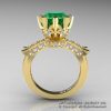 Modern Vintage 14K Yellow Gold 3.0 Ct Emerald  Diamond Solitaire Engagement Ring R253-14KYGDEM-2