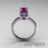 Classic Victorian 14K White Gold 1.0 Ct Amethyst Solitaire Engagement Ring R506-14KWGAM-2