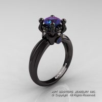 Classic Victorian 14K Black Gold 1.0 Ct  Alexandrite Solitaire Engagement Ring R506-14KBGAL-1