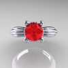 Classic Victorian 14K White Gold 1.0 Ct Rubies Solitaire Engagement Ring R506-14KWGR-3