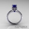 Classic Victorian 14K White Gold 1.0 Ct Blue Sapphire Solitaire Engagement Ring R506-14KWGBS-2