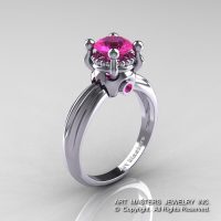Classic Victorian 14K White Gold 1.0 Ct Pink Sapphire Solitaire Engagement Ring R506-14KWGPS-1