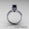 Classic Victorian 14K White Gold 1.0 Ct Black Diamond Solitaire Engagement Ring R506-14KWGBD-2