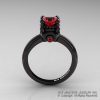 Classic Victorian 14K Black Gold 1.0 Ct Rubies Solitaire Engagement Ring R506-14KBGR-2