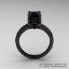 Classic Victorian 14K Black Gold 1.0 Ct Black Diamond  Solitaire Engagement Ring R506-14KBGBD-2