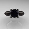 Classic Victorian 14K Black Gold 1.0 Ct Black Diamond  Solitaire Engagement Ring R506-14KBGBD-3