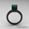 Classic Victorian 14K Black Gold 1.0 Ct Emerald  Solitaire Engagement Ring R506-14KBGEM-2