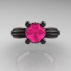 Classic Victorian 14K Black Gold 1.0 Ct Pink Sapphire  Solitaire Engagement Ring R506-14KBGPS-3