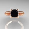 Classic Victorian 14K Rose Gold 1.0 Ct Black Diamond Solitaire Engagement Ring R506-14KRGBD-3