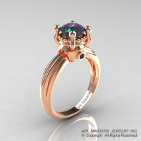 Classic Victorian 14K Rose Gold 1.0 Ct Color Change Alexandrite Solitaire Engagement Ring R506-14KRGAL-1