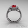 Italian 14K White Gold 1.0 Ct Ruby Diamond Engagement Ring Wedding Ring R280-14KWGDR-2