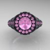 Italian 14K Matte Black Gold 1.0 Ct Light Pink Sapphire Engagement Ring Wedding Ring R280-14KMBGLPS-3