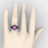 Italian 14K Matte Black Gold 1.0 Ct Light Pink Sapphire Engagement Ring Wedding Ring R280-14KMBGLPS-4