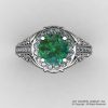 Italian 14K White Gold 1.0 Ct Emerald Diamond Engagement Ring Wedding Ring R280-14KWGDEM-3