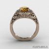 Italian 14K Rose Gold 1.0 Ct Citrine Diamond Engagement Ring Wedding Ring R280-14KRGDCI-2