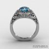 Italian 950 Platinum 1.0 Ct Aquamarine Diamond Engagement Ring Wedding Ring R280-PLATDAQ-2