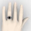 Italian 14K White Gold 1.0 Ct Black and White Diamond Engagement Ring Wedding Ring R280-14KWGDBD-4