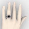 Italian 950 Platinum 1.0 Ct Black and White Diamond Engagement Ring Wedding Ring R280-PLATDBD-4