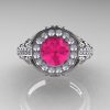 Italian 950 Platinum 1.0 Ct Pink Sapphire Diamond Engagement Ring Wedding Ring R280-PLATDPS-3