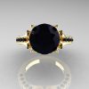 Exclusive 14K Yellow Gold 3.0 Carat Black Diamond Solitaire Blazer Ring R401-14KYGBD-3