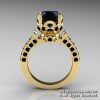 Exclusive 14K Yellow Gold 3.0 Carat Black Diamond Solitaire Blazer Ring R401-14KYGBD-2