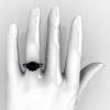 Exclusive French 14K Black Gold 3.0 Ct Black and White Diamond Solitaire Wedding Ring R401-14KBGDBD-4