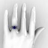 Classic 14K White Gold 1.0 Ct Blue Sapphire Diamond Solitaire Wedding Ring R410-14KWGDBS-4